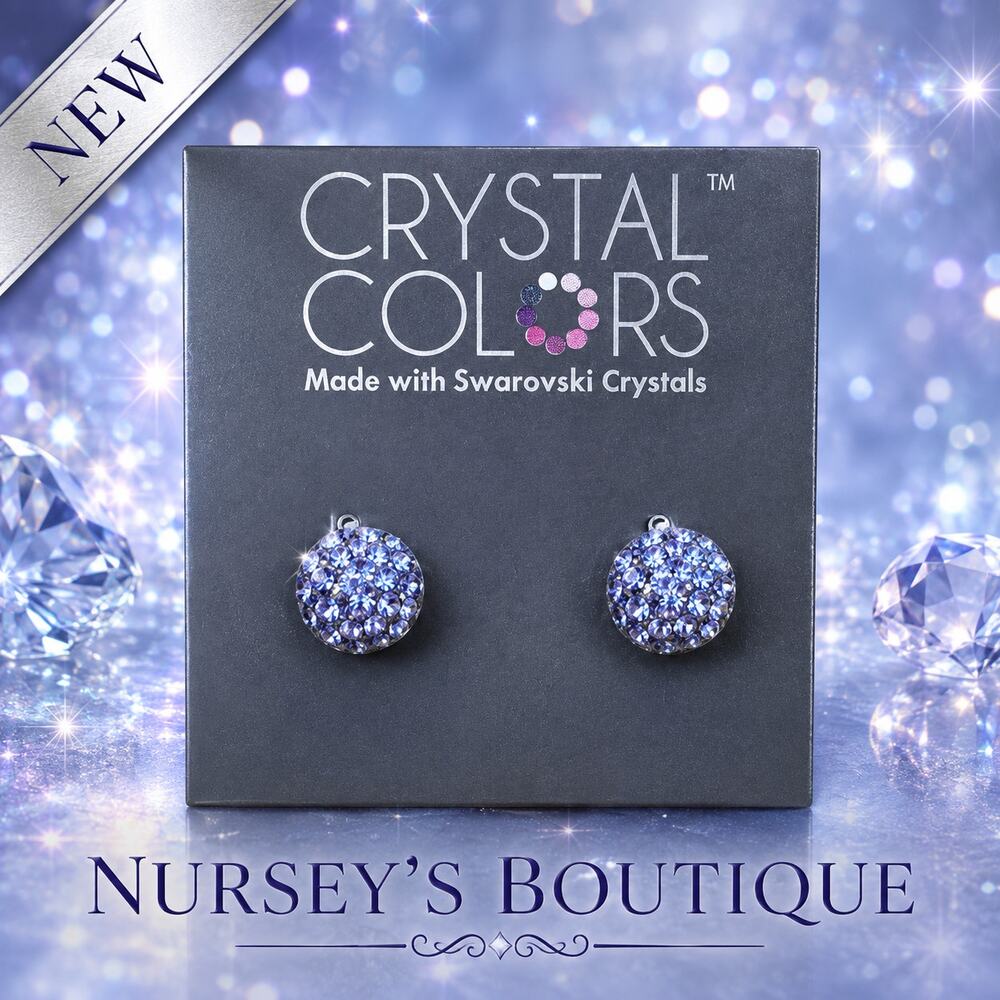 Crystal Colors Blue Stud Earrings Made With Swarovski Crystals New